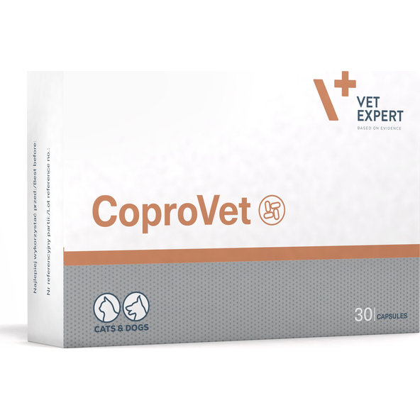 VetExpert CoproVet na podporu správnej činnosti gastrointestinálnej mikroflóry psov a mačiek 30 kapsúl
