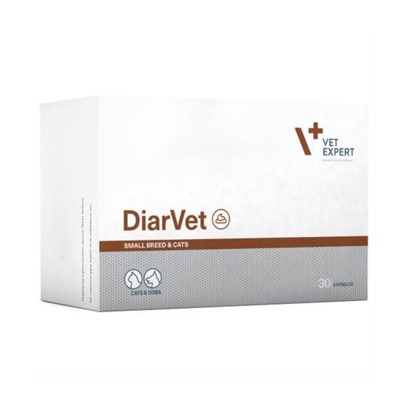 VetExpert DIARVET Small Dog/Cat účinná podpora proti hnačke pre psy a mačky 30 kapsúl