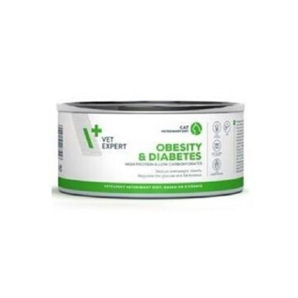 VetExpert VD cat 4T Obesity& Diabetes diétne krmivo v konzerve na zníženie nadváhy pre mačky 100 g