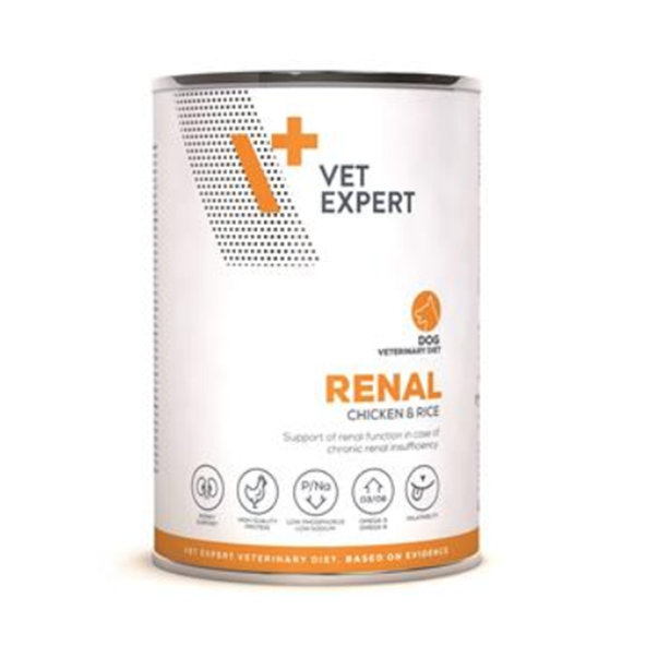 VetExpert VD dog Renal Chicken&Rice konzerva pre psy 400 g