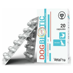 VetaPro Dog Biotic kapsule pre psy s poruchami gastrointestinálnej mikroflóry 20 kapsúl