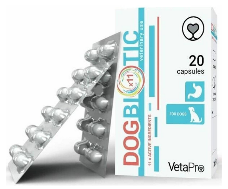 VetaPro Dog Biotic kapsule pre psy s poruchami gastrointestinálnej mikroflóry 20 kapsúl