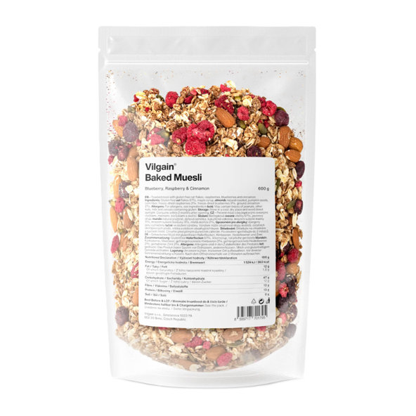 Vilgain Pečené müsli čučoriedky, maliny a škorica 600 g