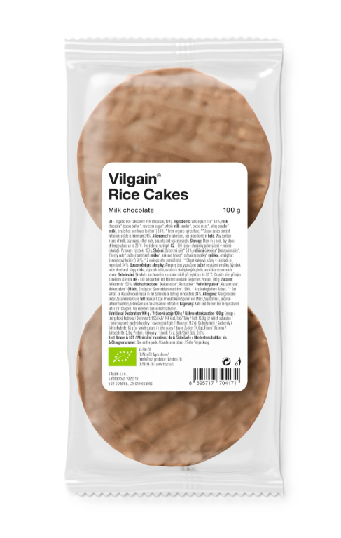 Vilgain Ryžové chlebíčky BIO mliečna čokoláda 100 g