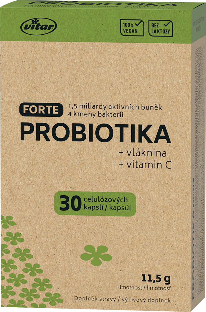 Vitar Probiotiká Forte + vláknina + vitamín C 30 kapsúl