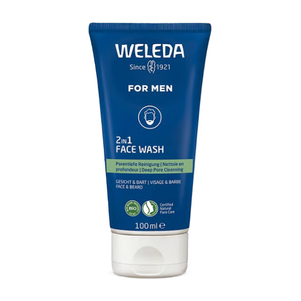 WELEDA For Men 2v1 čistiaci gél na tvár a fúzy 100 ml
