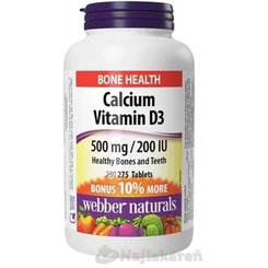 Webber Naturals Calcium Vitamín D3 500mg/200IU 275 tabliet