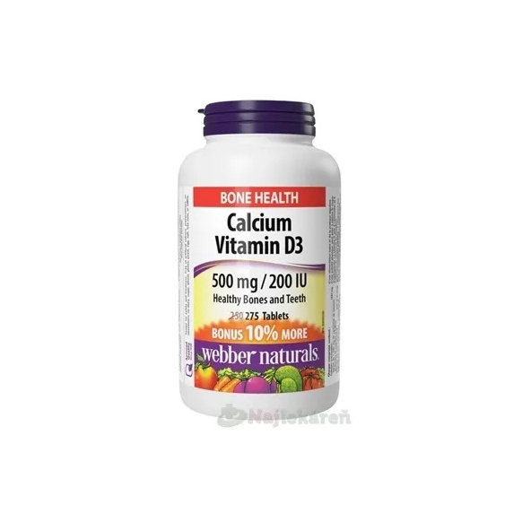 Webber Naturals Calcium Vitamín D3 500mg/200IU 275 tabliet