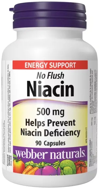 Webber Naturals Niacín 500 mg Vitamín B3 90 tabliet