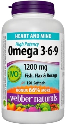 Webber Naturals Omega 3-6-9 1200mg 150 gélových kapsúl