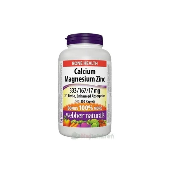 Webber Naturals Vápnik Horčík Zinok 200 tabliet