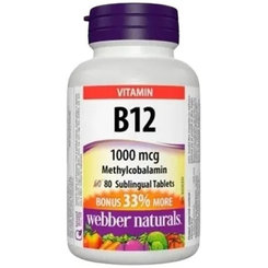 Webber Naturals Vitamín B12 1000 mcg Metylkobalamin 80 tabliet