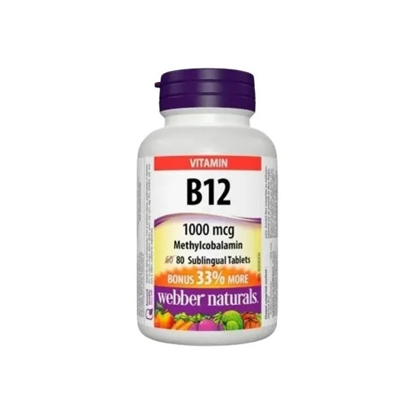 Webber Naturals Vitamín B12 1000 mcg Metylkobalamin 80 tabliet