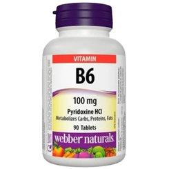 Webber Naturals Vitamín B6 Pyridoxín 100 mg 90 tabliet