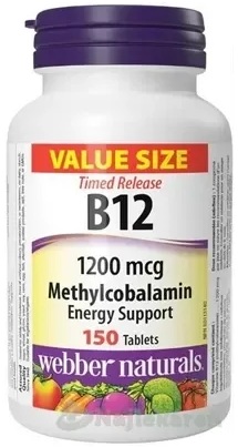 Webber Naturals Vitamín B12 1200 mcg postupné uvoľňovanie 150 tabliet