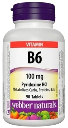 Webber Naturals Vitamín B6 Pyridoxín 100 mg 90 tabliet