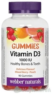 Webber Naturals Vitamín D3 1000 IU Gummies 90 želé tabliet