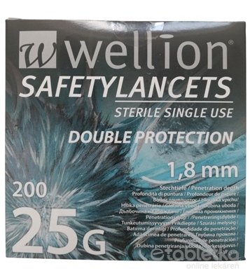 Wellion Safety LANCETS 25G LANCETA bezpečnostná priemer 1,8 mm sterilná jednorazová 200 ks kúpite na Najlekaren.eu