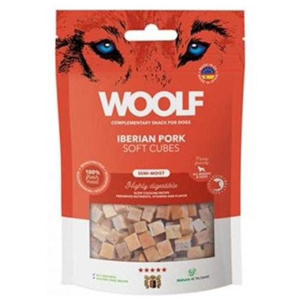 Woolf Dog Soft Cubes Iberské bravčové, maškrta pre psy 100g