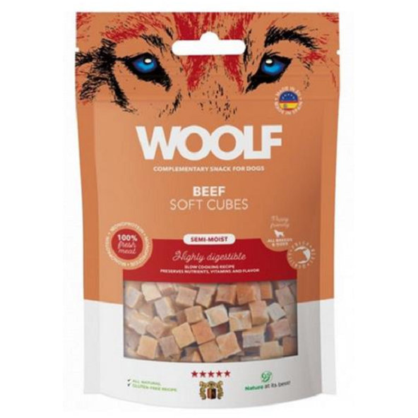 Woolf Dog Soft Cubes hovädzie, maškrta pre psy 100g