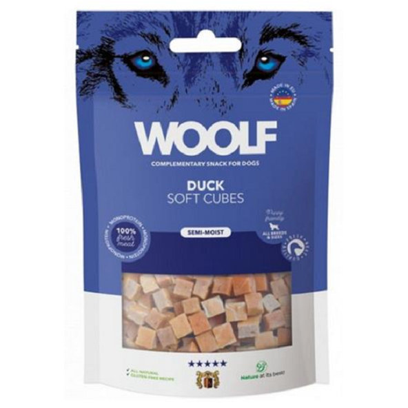 Woolf Dog Soft Cubes kačica, maškrta pre mačky 100g