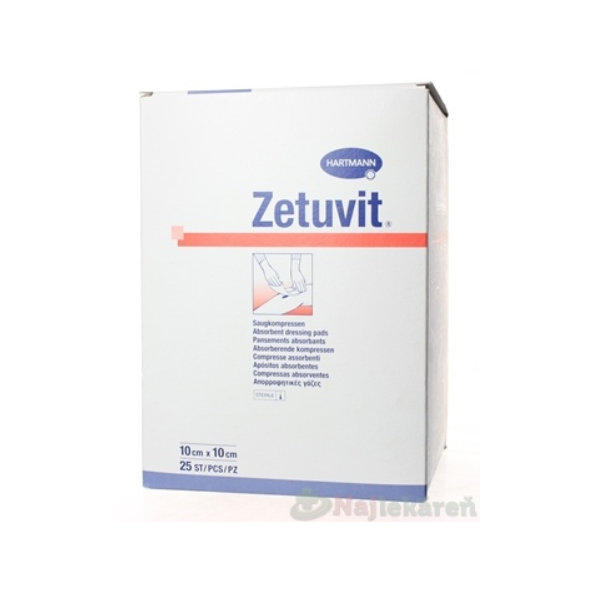 ZETUVIT kompres nasiakavý sterilný 10x10cm 25ks