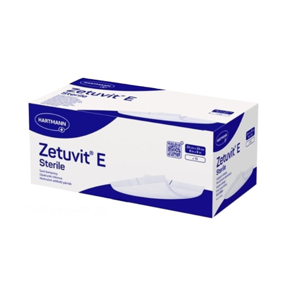 ZETUVIT E Sterile sterilný nasiakavý kompres 20x20 cm 15 ks