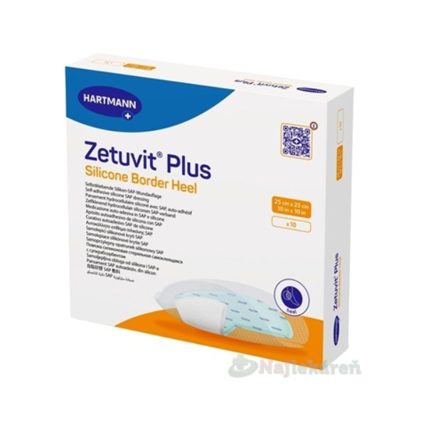 Zetuvit Plus Silicone Border Heel kompres sterilný 25x25cm 10ks