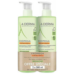 A-DERMA EXOMEGA CONTROL zvláčňujúci umývací gél 2v1 2x500ml