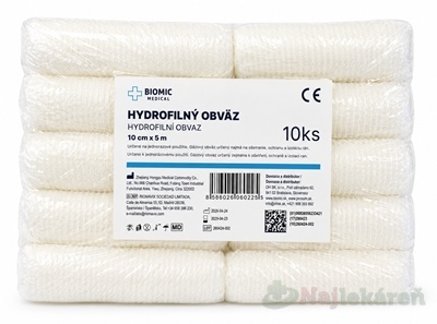 BIOMIC Obväz hydrofilný nesterilný 10 cm x 5 m 10 ks