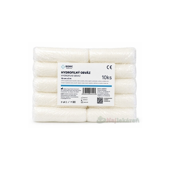 BIOMIC Obväz hydrofilný nesterilný 10 cm x 5 m 10 ks