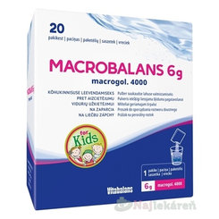 Vitabalans MACROBALANS 6g macrogol. 4000 vrecúška, prášok na perorálny roztok na zápchu pre deti 20ks