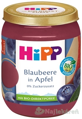 Hipp BIO jablko a čučoriedky ovocný príkrm 160 g kúpite na Najlekaren.eu