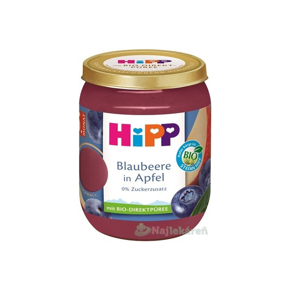 HiPP Príkrm BIO Jablko a čučoriedky 4m+ 160 g