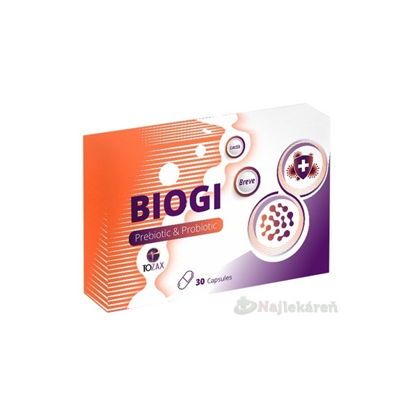 TOZAX BIOGI Prebiotiká & Probiotiká pre zdravé trávenie a imunitu 30 kapsúl