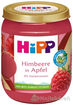 Hipp BIO jablko a maliny ovocný príkrm 160 g kúpite na Najlekaren.eu