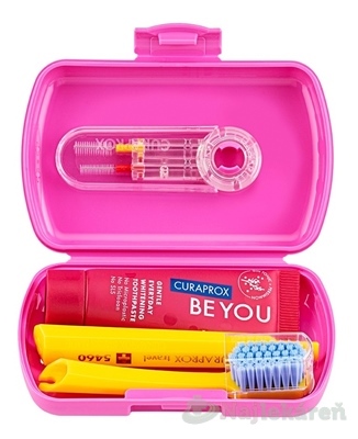 CURAPROX Travel set ružový dvojdržiak