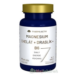 Pharma Activ MAGNESIUM Chelát + DRASLÍK + B6, 60 kapsúl