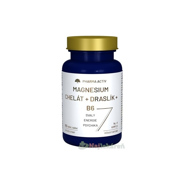 Pharma Activ MAGNESIUM Chelát + DRASLÍK + B6, 60 kapsúl