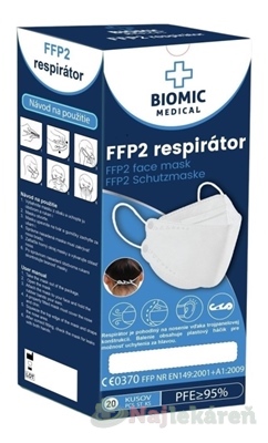 E-shop BIOMIC Respirátor FFP2 3-panelový telový 20 ks