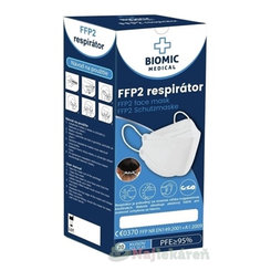 BIOMIC Respirátor FFP2 3-panelový telový 20 ks
