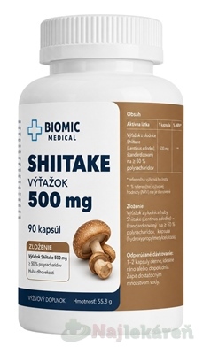 BIOMIC Shiitake 500 mg 90 kapsúl