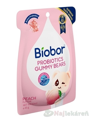Biobor PROBIOTICS želé medvedíky broskyňa 45g