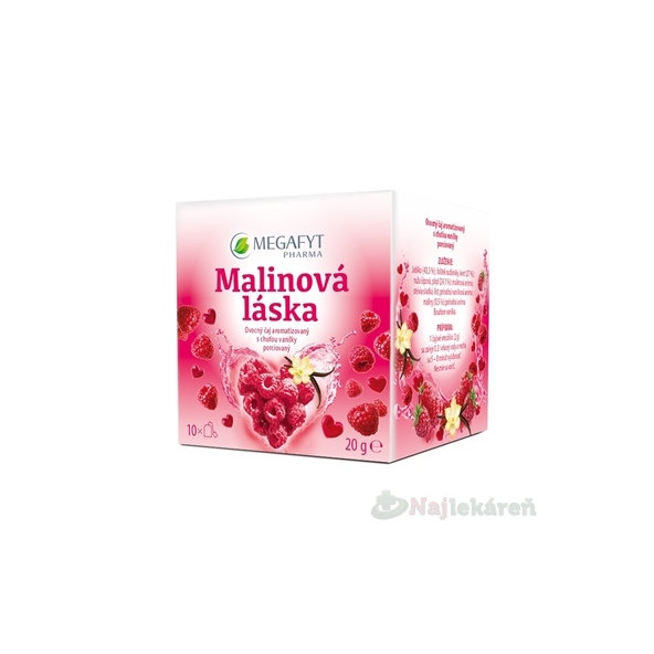 MEGAFYT Malinová láska ovocný čaj porciovaný vrecúška 10ks