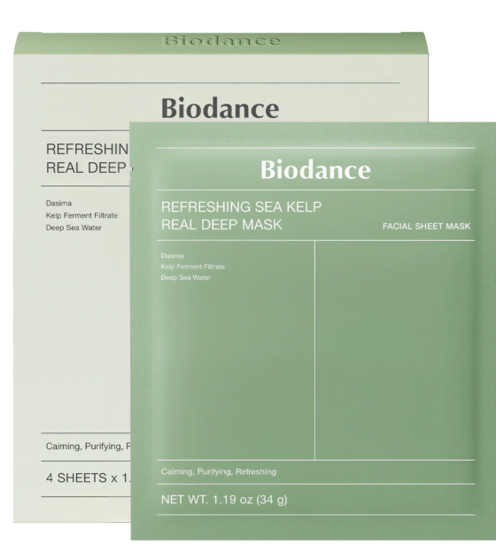 BIODANCE Refreshing Sea Kelp Real Deep Mask balenie 4 ks nočná kolagénová pleťová maska 4 x 34 g
