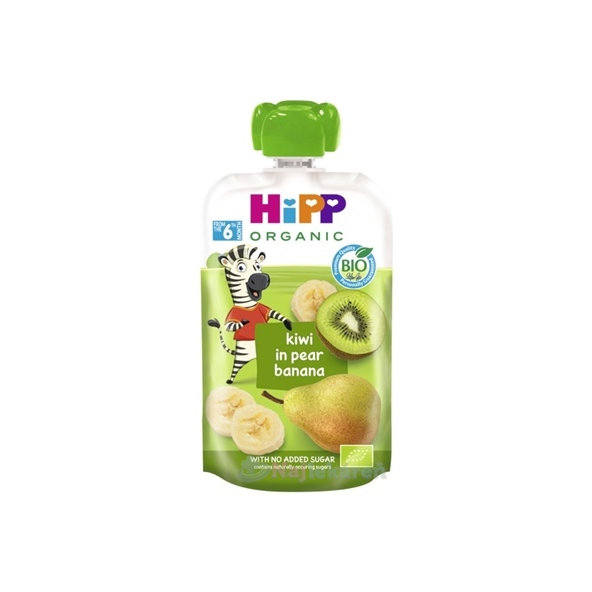 HiPP Príkrm ovocnýis BIO 100% ovocia hruška, banán, kiwi 100g