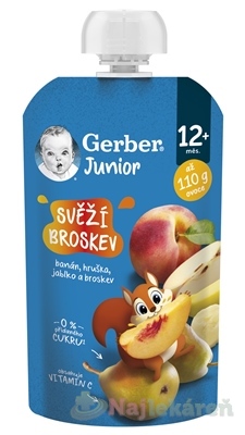 Gerber Junior Kapsička SVIEŽA BROSKYŇA 12m+ 110g kúpite na Najlekaren.eu