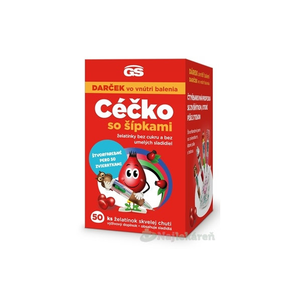 GS Céčko so šípkami Darček želatínky bez cukru + pero 50 želatíniek