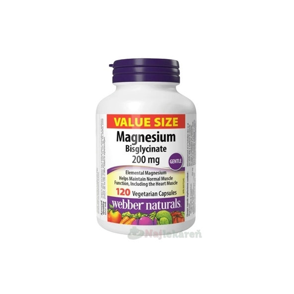 WEBBER NATURALS Magnézium bisglycinát 200mg 120 kapsúl