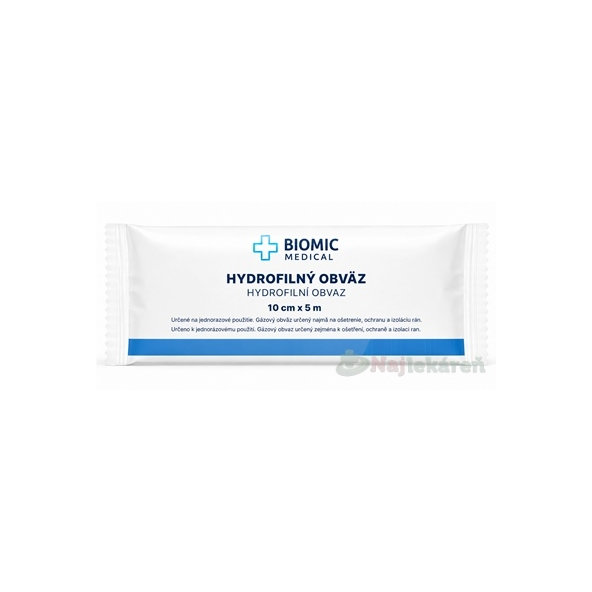 BIOMIC Obväz hydrofilný sterilný 10 cm x 5 m